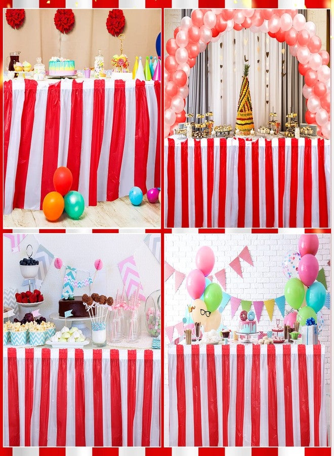 Oudain 18 Pieces Table Skirt Red and White Striped Table Skirts Disposable Carnival Decorations Circus Party Decorations for Carnival Circus Wedding Baby Shower Party Supplies, 29 Inch x 14 ft - Image 5